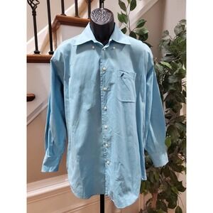 Nautica Men's Blue Cotton Long Sleeve Collared Buttons Down Casual Shirt 15.5